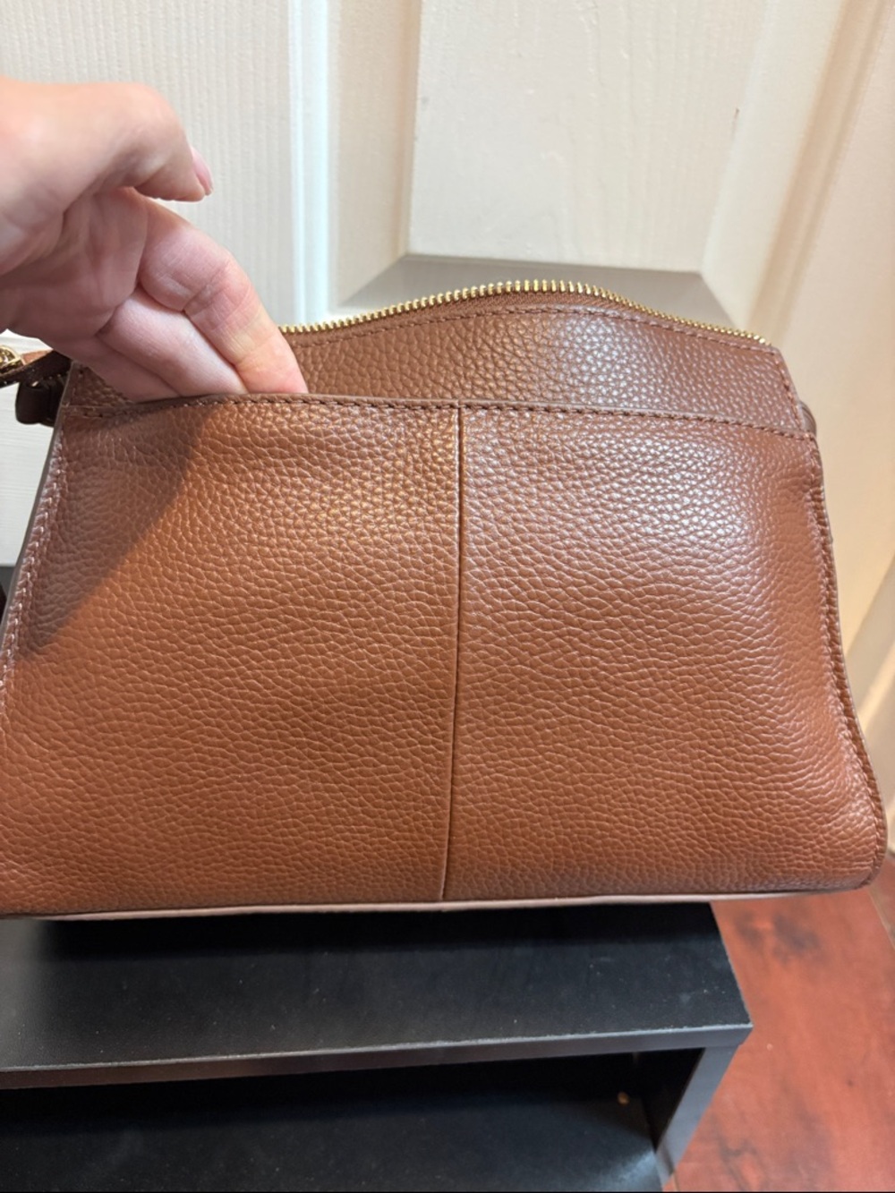 Vince Camuto Cognac Braided-Handle Leather Shoulder Bag - Picture 2 of 5